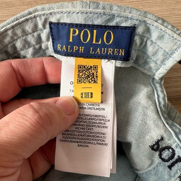 Polo Ralph Lauren Cotton Chino Very Light Denim Ball Cap Hat OSFM - Authentic - Picture 9 of 11